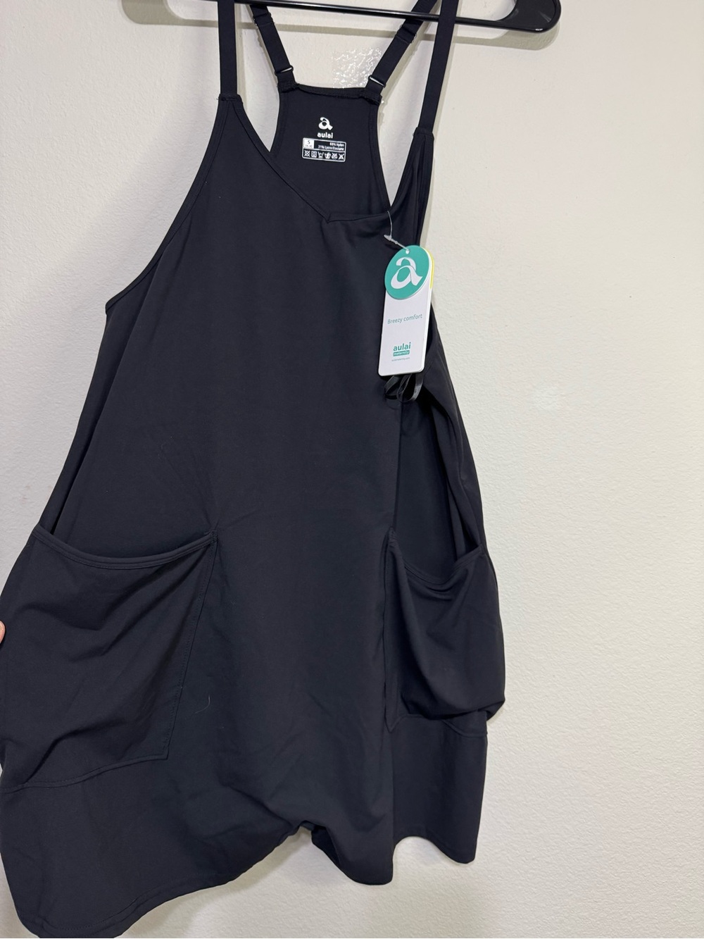 Aulai Maternity Black Sleeveless Jumper Dress with Pockets